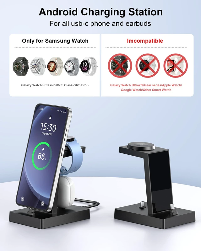 Alt view image 2 of 7 - NANAMI 30W USB C 3 in 1 Charging Station for Samsung Devices | Android Devices Charging Station for Galaxy S26/S25/A37/A57/Z Flip8/Fold8, Galaxy Watch 8/7/6, Buds Pro, Not for Apple Watch
