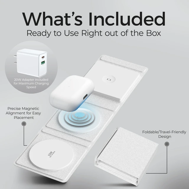 Alt view image 5 of 6 - 3 in 1 Magnetic Wireless Charger (White)