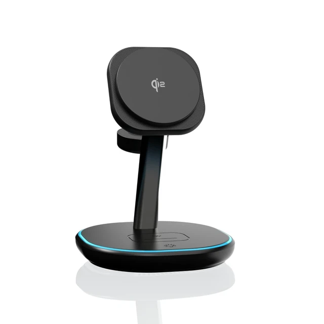 Alt view image 6 of 7 - M.A.D LAB 3 in 1 Charging Station, Qi2 15W, MagSafe Compatible, LED Light | Charge iPhone, Apple Watch, AirPods and Android overnight on your nightstand; magnetic wireless stand, adapter not included