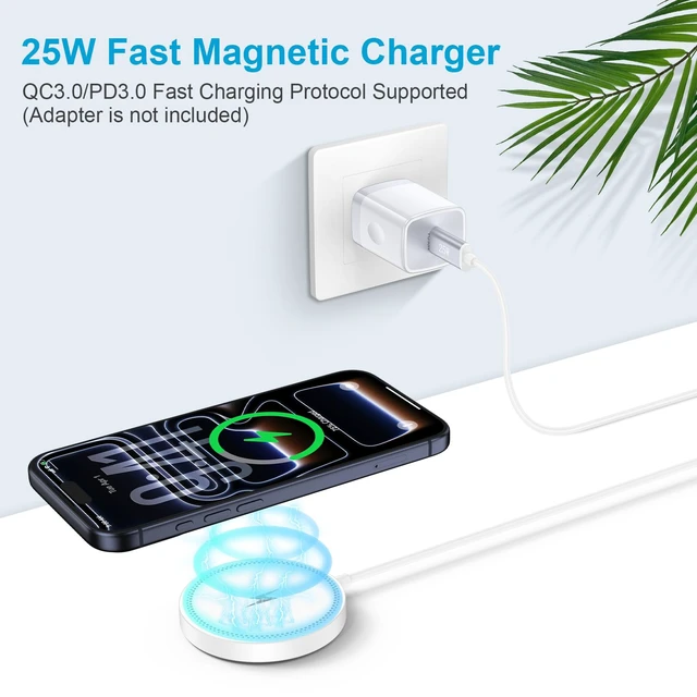 Alt view image 2 of 7 - 25W Magnetic Wireless Charger Android Fast Charging Pad Magsafe Charger Mat for Samsung S26 Ultra S25 FE Pixel 11 Pro XL 10a 10 9a 9 Pro XL Fold iPhone 17e 16e 17 16 15 18 Pro Max AirPods Pro 4 3 2 Pr