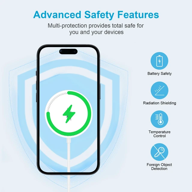 Alt view image 5 of 7 - 25W Magnetic Wireless Charger Android Fast Charging Pad Magsafe Charger Mat for Samsung S26 Ultra S25 FE Pixel 11 Pro XL 10a 10 9a 9 Pro XL Fold iPhone 17e 16e 17 16 15 18 Pro Max AirPods Pro 4 3 2 Pr