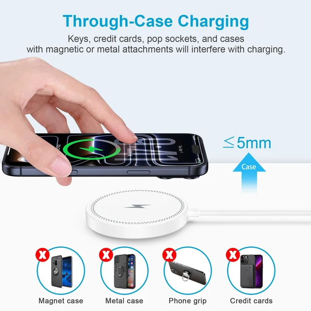 Alt view image 6 of 7 - 25W Magnetic Wireless Charger Android Fast Charging Pad Magsafe Charger Mat for Samsung S26 Ultra S25 FE Pixel 11 Pro XL 10a 10 9a 9 Pro XL Fold iPhone 17e 16e 17 16 15 18 Pro Max AirPods Pro 4 3 2 Pr