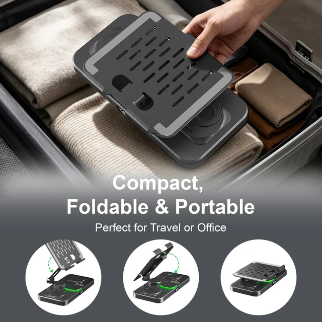 Alt view image 7 of 7 - Wireless Charger for Samsung Devices, Not for Galaxy Watch 9/ Watch Ultra 2 | 6 IN1 Charging Station;180° Rotation Metal Stand; 12/24H Switchable Clock;7Color Light; 30W Power Adapter;15W FastC Port