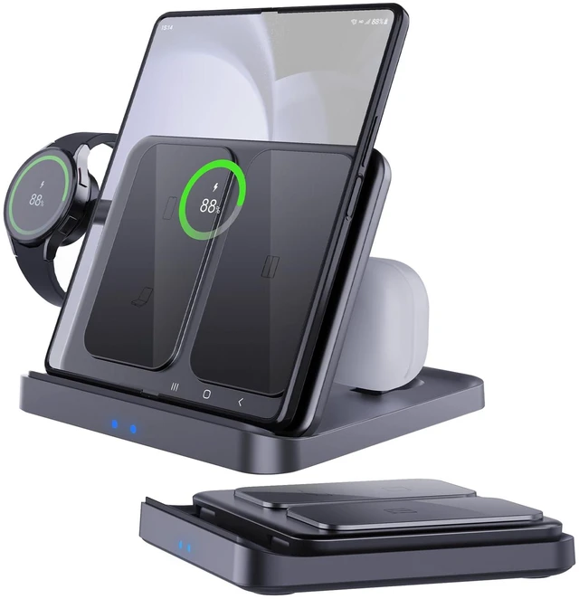 Main image of Wireless Charging Station,3 in 1 Foldable for Galaxy Z Fold 8 Ultra 7 6 5 4 | (Not for Z Fold8 Wide) for Samsung Flip 7,6,5, Watch 6,5 Pro (Not for Watch 9/ Ultra2) & Galaxy Earbuds 2,2 Pro,Live
