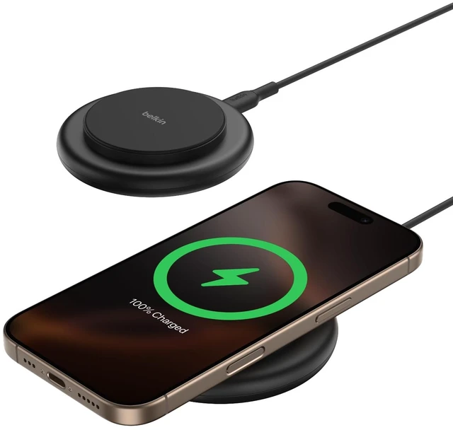 Main image of Belkin Qi2 15W Magnetic Wireless Charging Pad, Non-Slip Base (2 Pack) | MagSafe compatible, iPhone 16/15/14, AirPods, no power adapter included, stable charging pad, twin pack