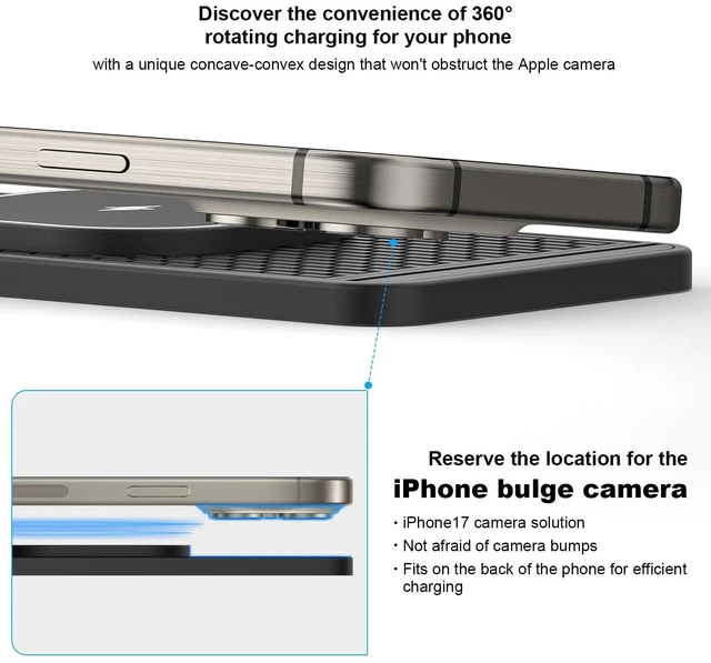 Alt view image 5 of 7 - POLMXS 25W Magnetic Wireless Charger Car Charging Pad Fast Wireless Phone Charger Mat Compatible with iPhone 17/16(25W)/15/14/13/12(7.5W) (P21MAG)