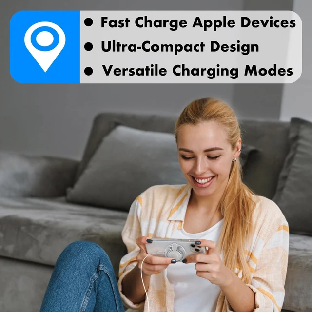 Alt view image 2 of 7 - TRAVEL DEPOT Compatible w/MagSafe Charger 2-in-1 Travel Wireless Charger, QI 2 Certified 15W Magnetic Duo Charging Butterfly Puck for iPhone, Airpods, and Apple Watch, White