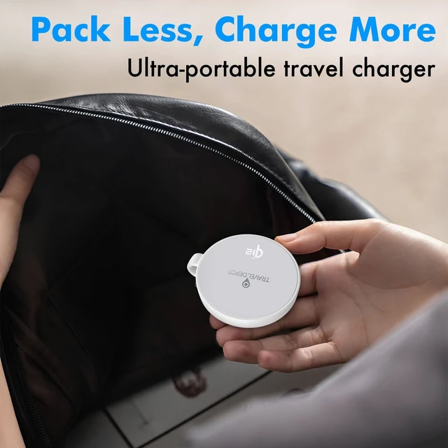 Alt view image 6 of 7 - TRAVEL DEPOT Compatible w/MagSafe Charger 2-in-1 Travel Wireless Charger, QI 2 Certified 15W Magnetic Duo Charging Butterfly Puck for iPhone, Airpods, and Apple Watch, White