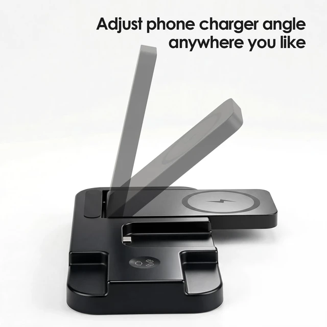 Alt view image 4 of 7 - BOVIPO 4 in 1 Charger for Oura Ring Gen 5 & Gen 4 (Oura Charger NOT Included), Fast Wireless Magnetic Charging Station for iPhone, Apple Watch, AirPods, Samsung Galaxy