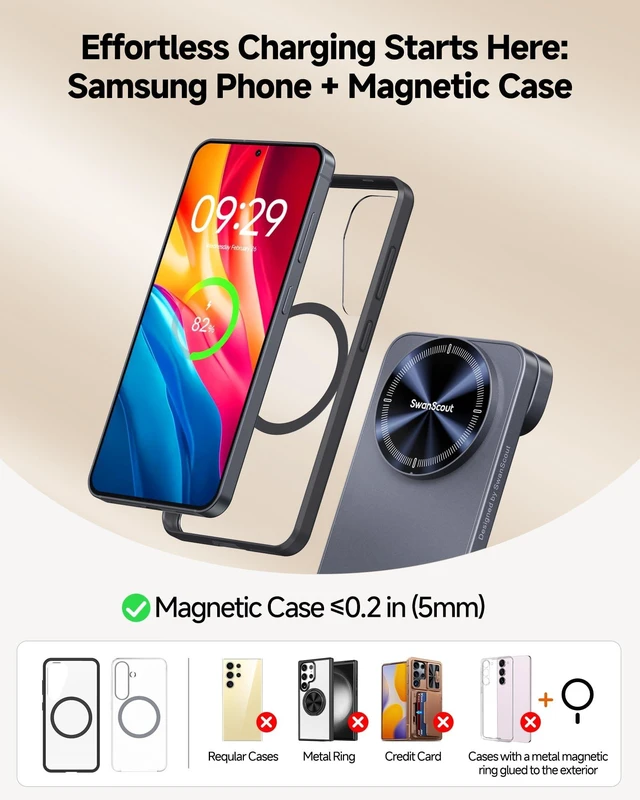 Alt view image 3 of 7 - 3-in-1 Magnetic Wireless Charger for Samsung Z Fold 8 (Ultra), Galaxy Watch | Must use magnetic case, not for Watch Ultra 2/9, for S26-S23 & Z Fold/Flip, Dimmable LED Clock, Foldable, SwanScout 708SM