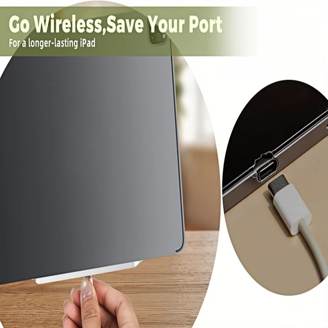Alt view image 3 of 7 - Magnetic Wireless Charger for iPad 10th 11th Generation,27W Fast | Charging Smart Connector Charger,Alloy material wireless charging pad,equipped with USB-C data cable (3, Feet)
