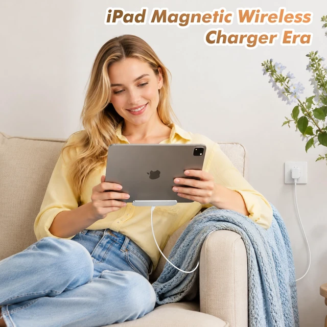 Alt view image 6 of 7 - Magnetic Wireless Charger for iPad 10th 11th Generation,27W Fast | Charging Smart Connector Charger,Alloy material wireless charging pad,equipped with USB-C data cable (3, Feet)