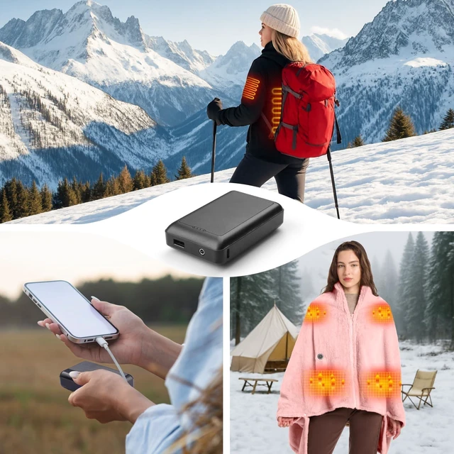 Alt view image 7 of 7 - Moteoza Portable Charger 16000 mAh 20W Heated Vest Battery Pack, 7.4V Rechargeable Power Bank with Indicator for Heated Jacket Hoodie Pants Shawl, USB & DC Dual Ports