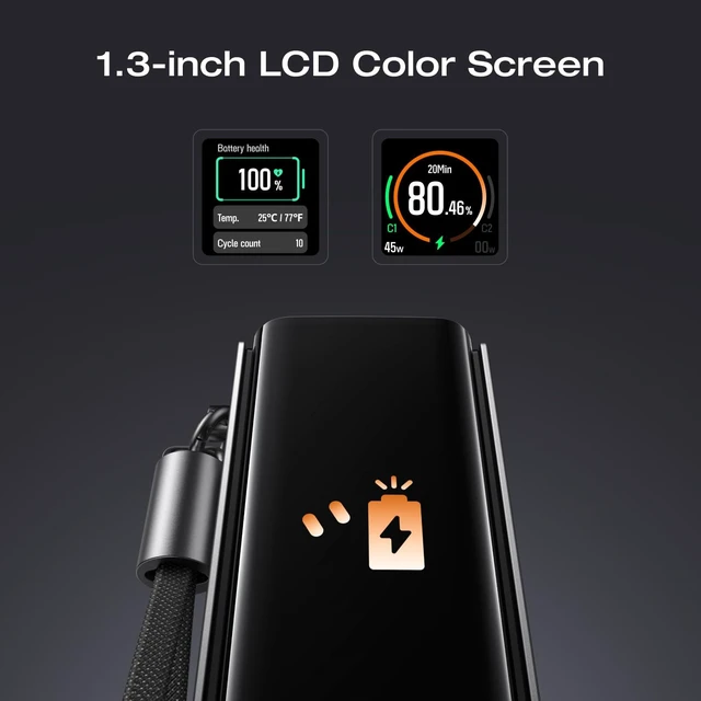 Alt view image 5 of 7 - ECOFLOW RAPID Pro Power Bank with 67W Wall Plug, 10,000mAh 3-in-1 Portable Charger with Built-in USB-C Cable, 45W Fast Recharging, Travel Essentials for iPhone 17/16 Series, Galaxy, Laptops, and More