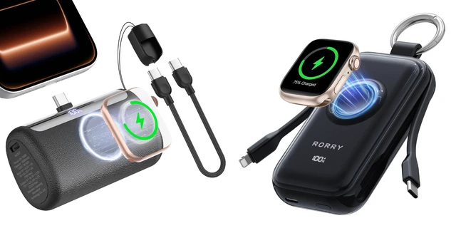 Main image of RORRY CharmGo Portable Charger 45W Fast Charging with Built-in Cables PalmGo Portable Charger 22.5W, 10000mAh Mini Power Bank with Built-in USB C Connector
