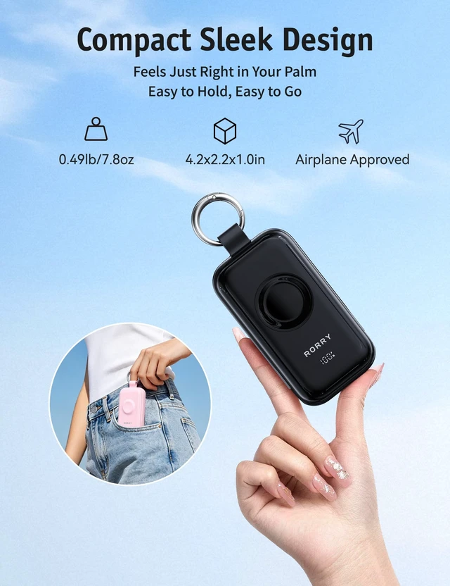 Alt view image 3 of 4 - RORRY CharmGo Portable Charger 10000mAh 45W Fast Charging 5000mAh Keychain Power Bank with Built-in Cables, Battery Pack for iPhone