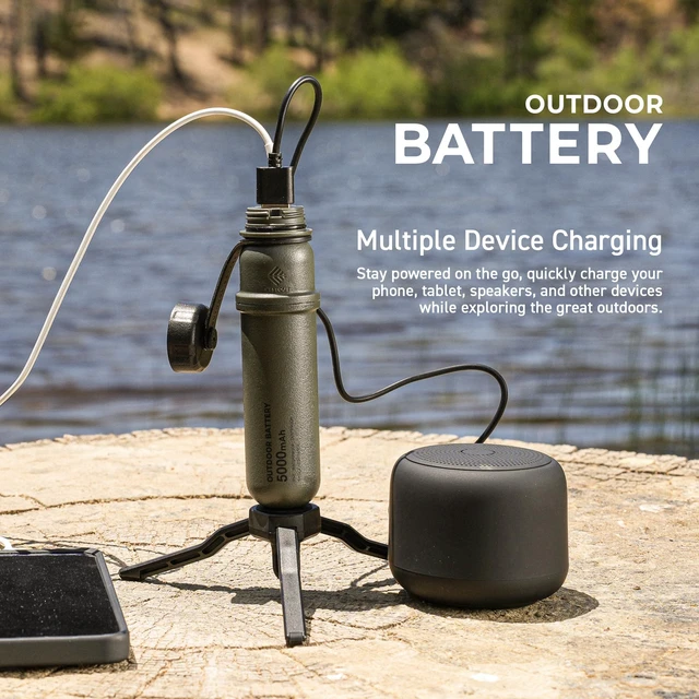 Alt view image 2 of 7 - ELECOM NESTOUT Portable Charger and Lamp, 5000mAh Outdoor Battery Power Bank, 32W USB-C Fast Charging PD, Battery and Light for Camping, 300 Lumen LED Lantern Lamp-1