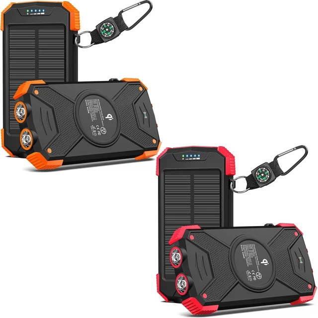 Main image of 2 Pack BLAVOR Solar Charger Power Bank 10,000mAh, Portable Wireless Charger, 20W Fast Charging External Battery Pack with USB C for Cell Phones