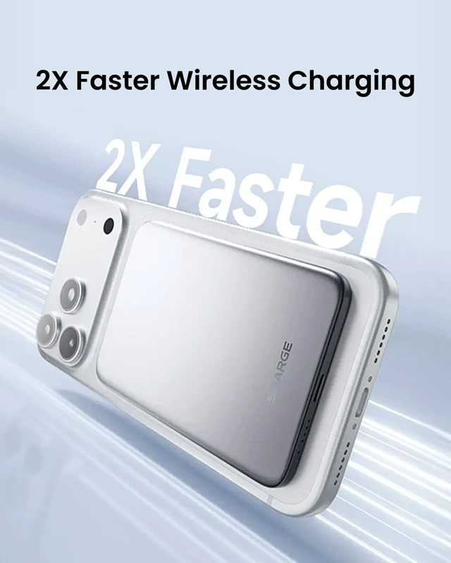 Alt view image 3 of 6 - sharge for Magsafe Power Bank 5000mAh Ultra Slim Battery Pack | Qi2 15W Wireless Portable Charger, Fast Charging Power Bank for iPhone 17/16/15