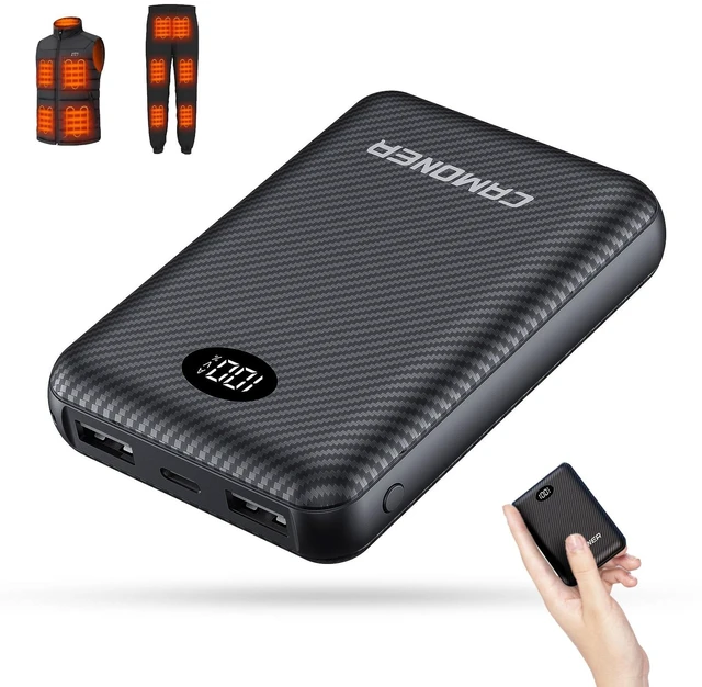 Main image of Heated Vest Battery Pack, 5V 2A/3A 12000mAh Power Bank for Heated Vest | With LED Display|Compact and Small Size |Battery Pack for Soleilwear,KOVNLO and TIDEWE