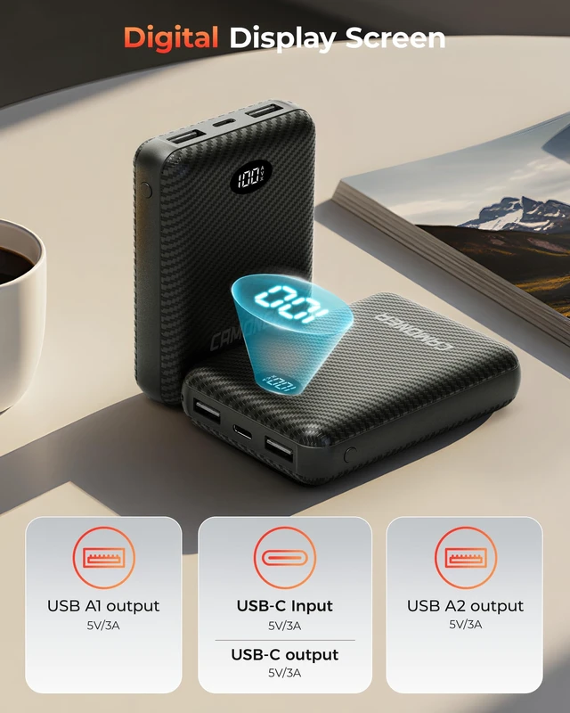 Alt view image 3 of 6 - Heated Vest Battery Pack, 5V 2A/3A 12000mAh Power Bank for Heated Vest | With LED Display|Compact and Small Size |Battery Pack for Soleilwear,KOVNLO and TIDEWE