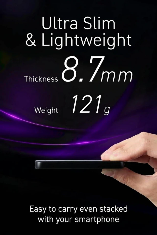 Alt view image 2 of 7 - CIO SMARTCOBY SLIM II Wireless 2.0 SS5K 5000mAh Power Bank (Black) | Safe, lightweight, travel-friendly, Qi2 15W fast charging, semi-solid safety technology, 8.7mm thin, for iPhone