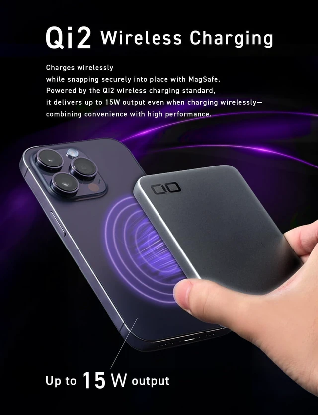 Alt view image 5 of 7 - CIO SMARTCOBY SLIM II Wireless 2.0 SS5K 5000mAh Power Bank (Black) | Safe, lightweight, travel-friendly, Qi2 15W fast charging, semi-solid safety technology, 8.7mm thin, for iPhone