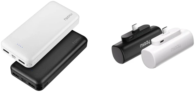 Main image of Miady 4-Pack Bulk 5000mAh + 20000mAh Portable Chargers | Lightweightfor Backpack Travel CampingFlight-Safe