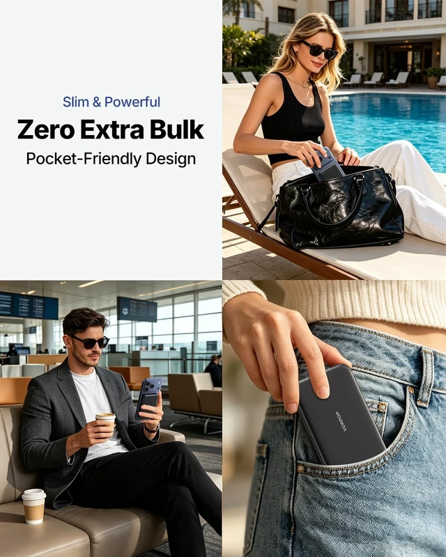 Alt view image 3 of 7 - VORPOP Power Bank,Ultra-Slim 5000mAh Magnetic Wireless Portable Charger | 15W Wireless Portable Phone Charger with 20W USB-C, Semi-Solid Battery Pack for iPhone 18 Pro Max/17/16/15/14/13/12
