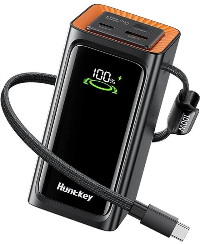 Main image of Huntkey Power Bank 20000mAh, Portable Battery Charger 100W, Battery Pack for iPhone, Powerbank Fast Charging Compatible with iPhone 18-12 Series/MacBook/iPad/Steam Deck/Galaxy S26/S25/S24 (Black)