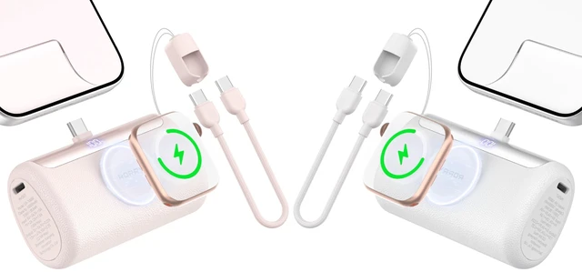 Main image of RORRY Portable Charger 10000mAh Mini Power Bank Travel Essential Battery Pack for iPhone Apple Watch iPad, Pink White