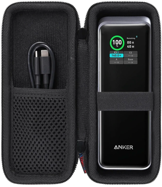 Main image of khanka Hard Case for Anker Prime Power Bank 27650mAh 27k 250W,Black | EVA Hard Shell, Mesh Pocket Accessory Storage, Travel-Ready Storage for Anker Zolo A1695 Power Bank 25K 165W,Case Only