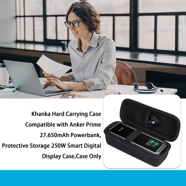 Alt view image 6 of 7 - khanka Hard Case for Anker Prime Power Bank 27650mAh 27k 250W,Black | EVA Hard Shell, Mesh Pocket Accessory Storage, Travel-Ready Storage for Anker Zolo A1695 Power Bank 25K 165W,Case Only