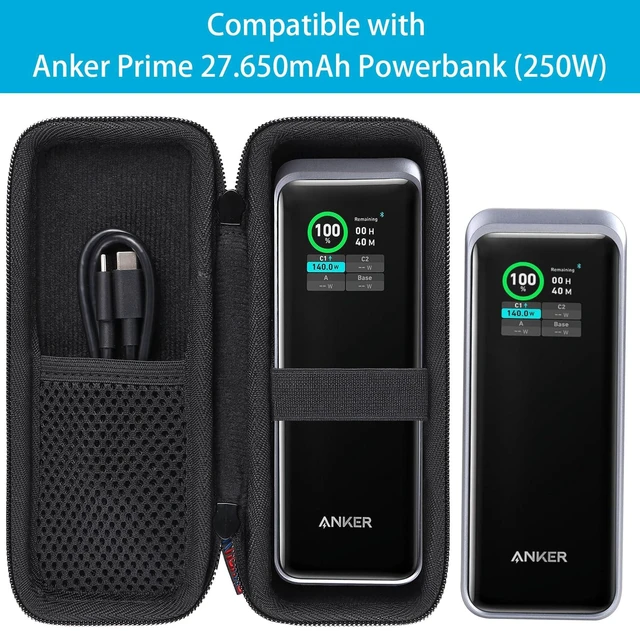 Alt view image 5 of 7 - khanka Hard Case for Anker Prime Power Bank 27650mAh 27k 250W,Black | EVA Hard Shell, Mesh Pocket Accessory Storage, Travel-Ready Storage for Anker Zolo A1695 Power Bank 25K 165W,Case Only