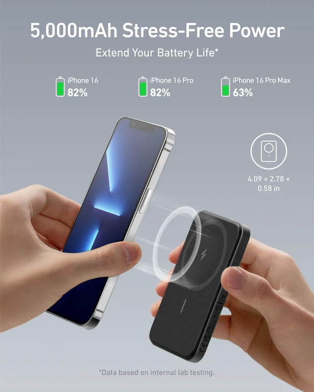 Alt view image 3 of 4 - Anker 621 Magnetic Portable Charger (MagGo), 5,000mAh Wireless Power Bank Power Bank(PowerCore 10K),Compact Travel-Ready 10,000mAh Battery Pack with PowerIQ Charging Technology