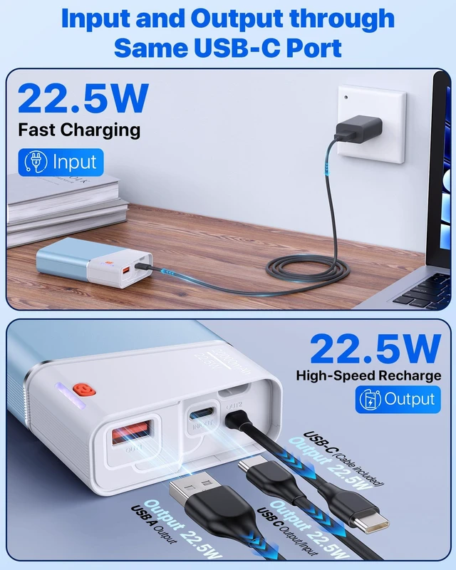 Alt view image 5 of 7 - Portable Charger 20000mAh, 22.5W PD 3.0+QC 4.0 Super Fast Charging Power Bank, Cooler Aerospace Metal Case for iPhone 17 16 15 14, 13 Android iPad Samsung Google Tablet & More, Travel Essential