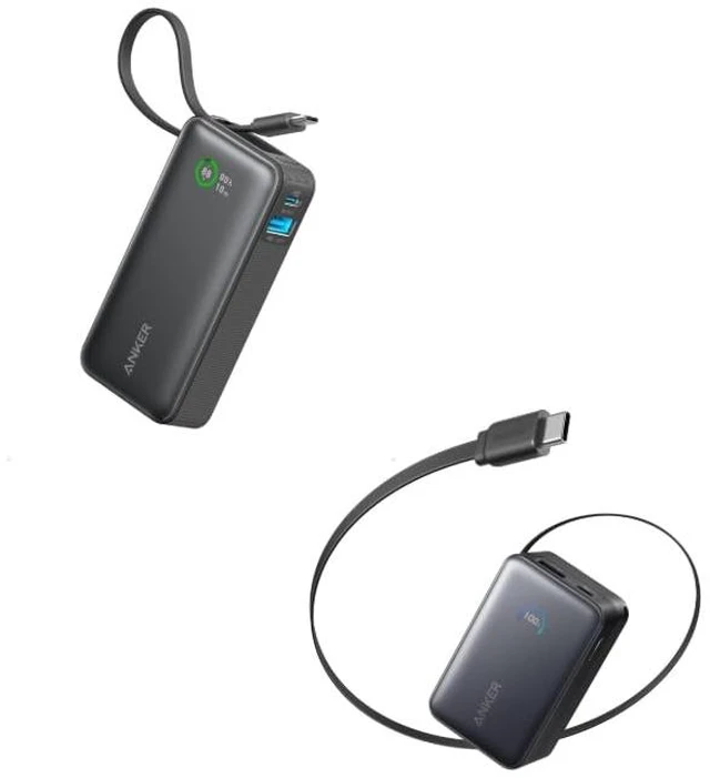 Main image of Anker Nano Power Bank, 10,000mAh Portable Charger with Built-in USB-C Cable&Anker Nano Power Bank, 10,000mAh Portable Charger with 2.3 ft InstaCord Retractable Cable