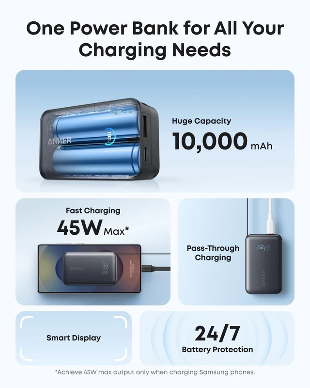 Alt view image 4 of 4 - Anker Nano Power Bank, 10,000mAh Portable Charger with Built-in USB-C Cable&Anker Nano Power Bank, 10,000mAh Portable Charger with 2.3 ft InstaCord Retractable Cable