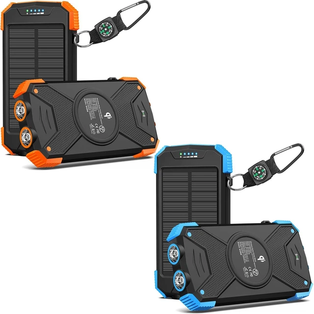 Main image of 2 Pack BLAVOR Solar Charger Power Bank 10,000mAh, Portable Wireless Charger, 20W Fast Charging External Battery Pack with USB C for Cell Phones