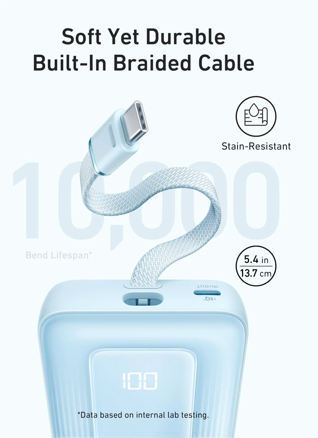 Alt view image 7 of 7 - Anker USB C to USB C Cable Zolo Power Bank, 10,000mAh 30W High-Speed Portable Charger