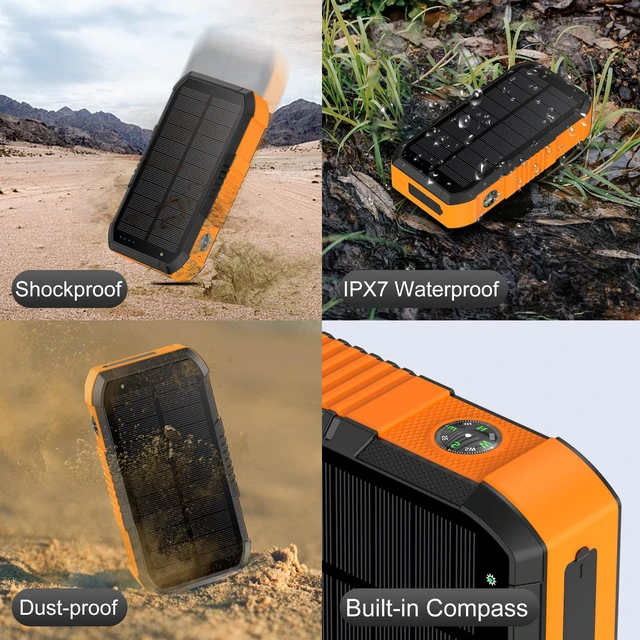 Alt view image 6 of 7 - Solar Power Bank 66800mAh Built in Hand Crank for Camping and Hiking | 22.5W Fast Charging, 4 Built in Cable,5 Outputs & 3 Inputs Multi Device Charging,Flashlight/SOS/Compass,Waterproof