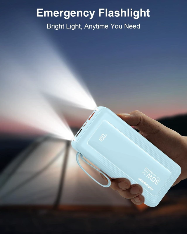 Alt view image 7 of 7 - Portable Charger with Built-in Cables, 27000mAh Slim 30W Fast Charging Power Bank with LED Display, USB C Battery Pack 6 Outputs & 2 Inputs, Travel Essential Charger for iPhone, Samsung, Google etc