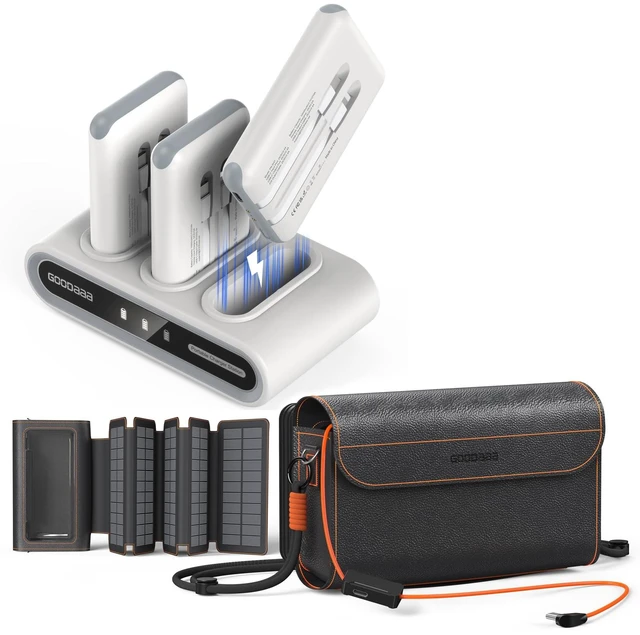 Main image of GOODaaa 3-Pack 10000mAh Slim Power Bank Plus 10W Portable Solar Charger | GOODaaa 3-Pack 10000mAh Slim Power Bank Plus 10W Portable Solar Charger