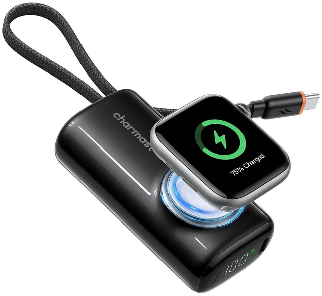 Main image of charmast 5000mAh Mini Portable Charger for Apple Watch and AirPods | 20W Fast Charging Power Bank, Built-In USB-C Cable, Travel Essential for Apple Watch 1~12 Series/Ultra/SE & iPhone 15/16/17