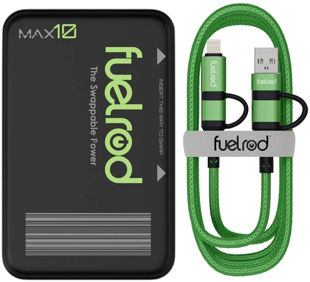 Main image of FuelRod MAX10 Pod Only Universal Cable Bundle | 10,000mAh Wireless Portable Charger | Swappable Power Bank | USB-C & Lightning Compatible | Travel Ready Charging