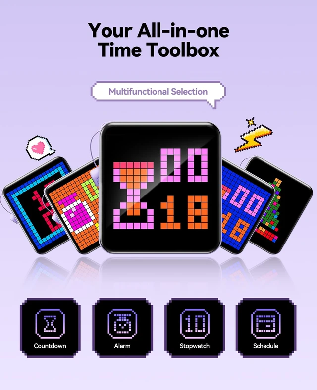 Alt view image 6 of 7 - ORICO Pixel Art Portable Charger 5000mAh, Mini Power Bank with USB-C Cable | Smart App Control RGB LED Matrix with DIY Animation, Flight-Safe Battery Pack for iPhone 17 - PixCharge Series