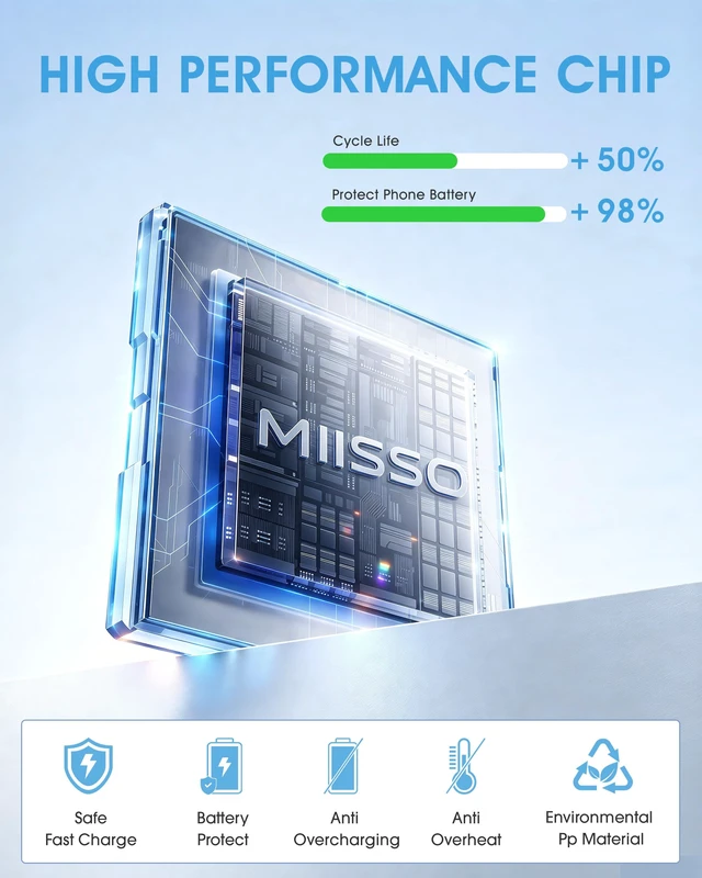 Alt view image 3 of 7 - miisso Ultra Slim 5000mAh Power Bank, Built-in Cables & AC Plug,Blue | Pocket Size Portable Charger,Mini Phone Charger,Travel Essential,USB C External Battery Pack Compatible with iPhone,Samsung