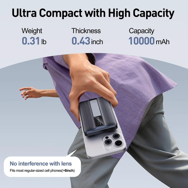 Alt view image 7 of 7 - 2026 Latest 10000mAh 22.5W Magnetic Wireless Portable Charger Power Bank | PD Fast Max Charging with Built-in LED Display, Magnetic Battery Pack for iPhone 17/16/15/14/13/12/Pro/Mini/Pro Max