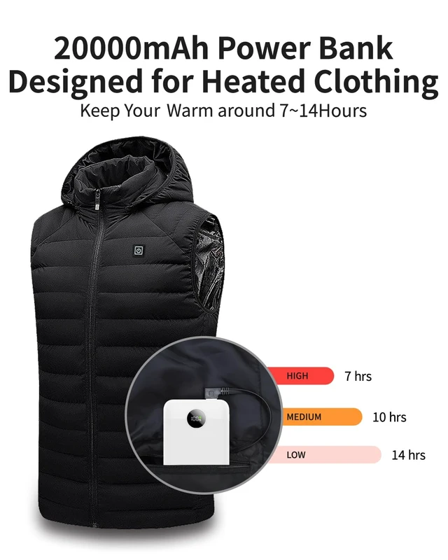 Alt view image 2 of 6 - OKZU 5V 2A USB 20000mAh Heated Vest Battery Pack, Power Bank for Heated Jacket, Hoodies, Stadium Seats, Fast Recharging Portable Charge for Heated Clothing, Camping Chair