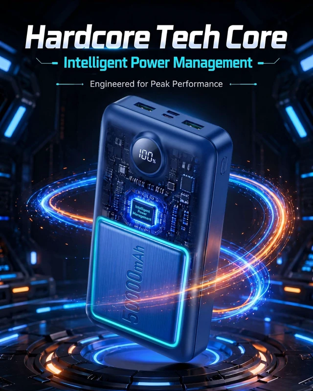 Alt view image 6 of 7 - Portable Charger Power Bank 27000mAh 22.5W Fast Charging USB C Battery Pack | External Battery Bank Digital Display Phone Charger with 3 Output & 2 Input for iPhone 18/17/16/15/14/13/12, Samsung etc